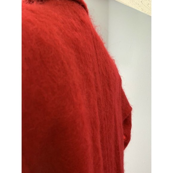 Vtg Leslie Fay Womens M/L Red Mohair Trench Coat Buttoned Front Pockets … - Picture 6 of 9